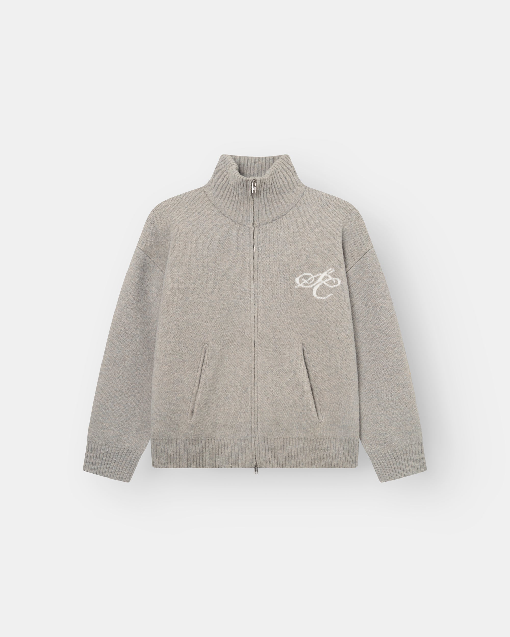Full-zip sweater light gray